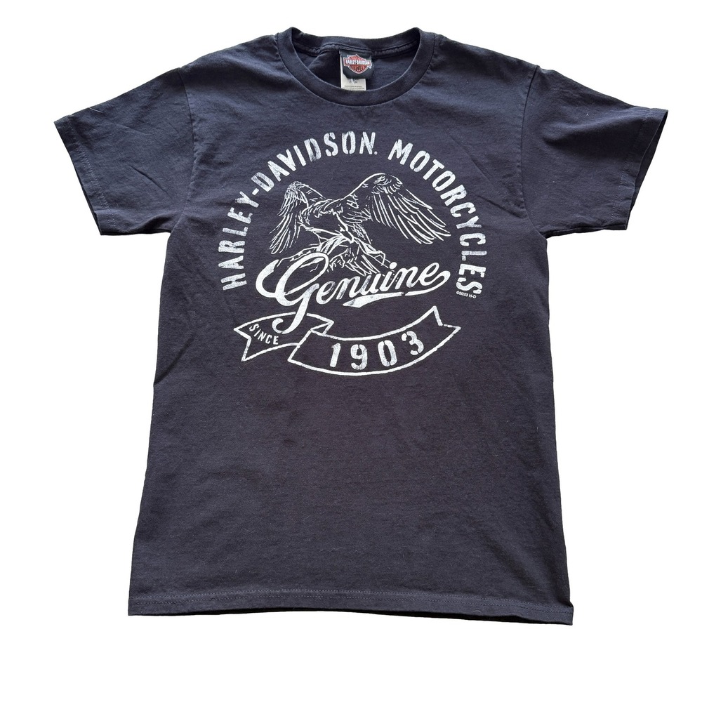 Harley Davidson Motorcycles Eagle Graphic T-Shirt Mens Small Black Genuine 1903